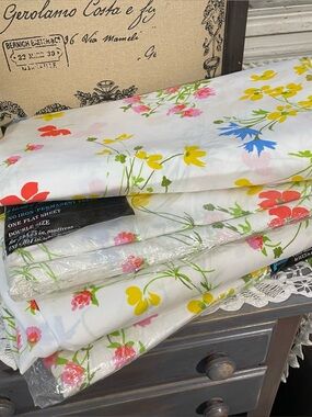 Fieldcrest Perfection Percale spring floral sheet flat full double new vintage
